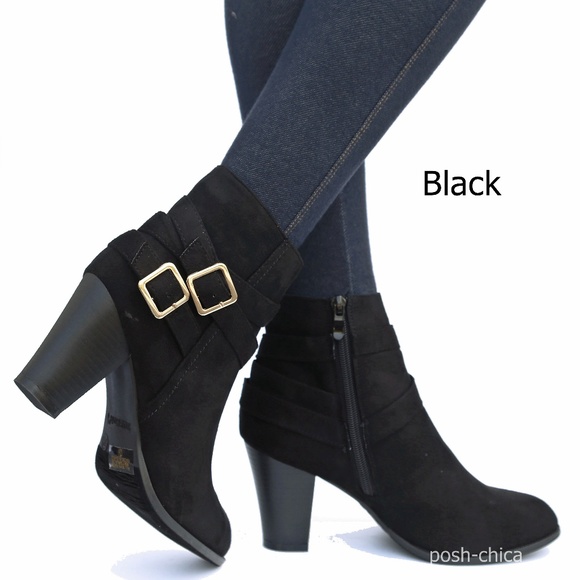 Shoes New Black Strap Ankle Booties Heel Boots 85 1 Poshmark